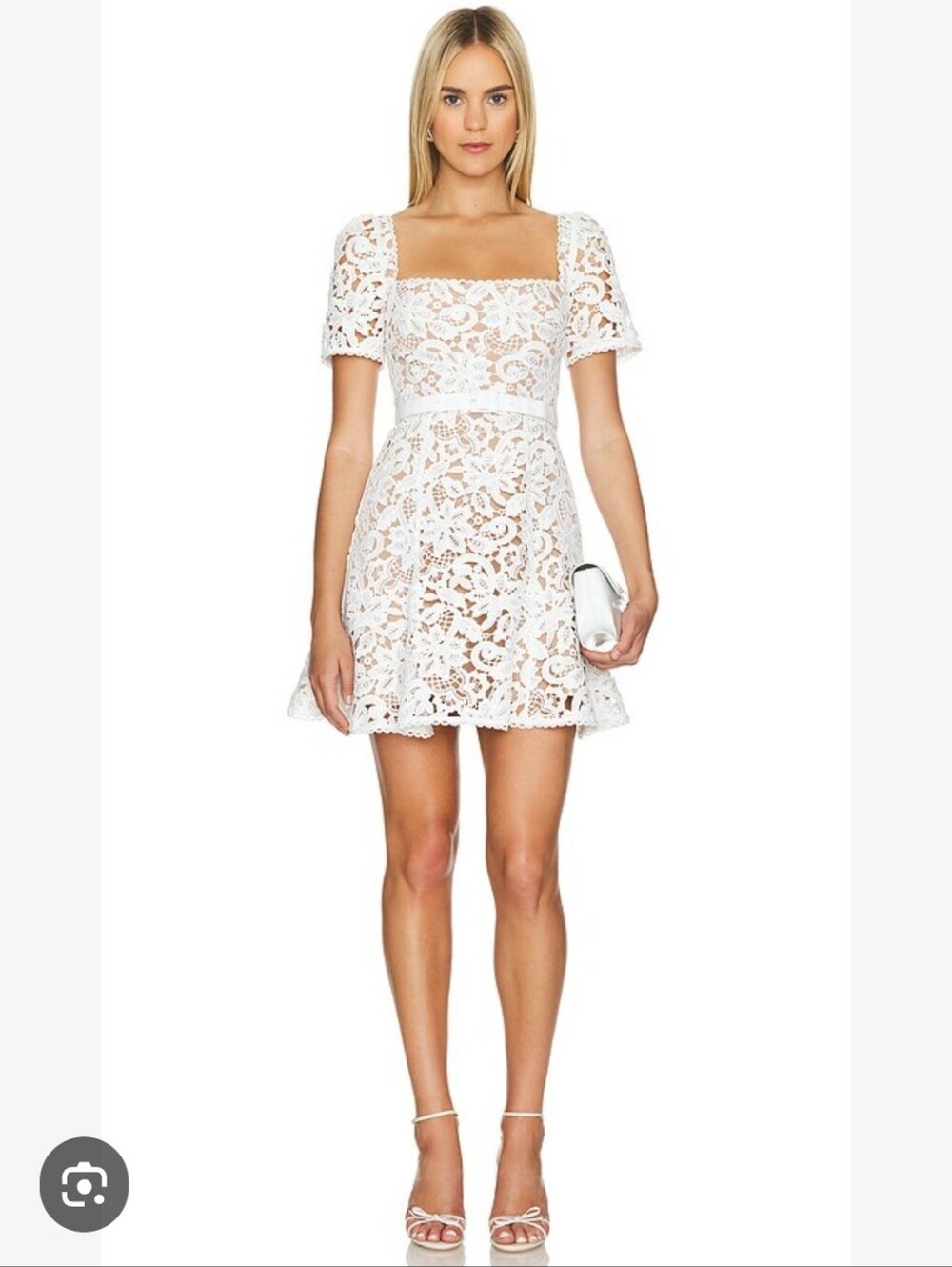 Women's Dress - Self Portrait White Nude Lace Mini Cocktail Party Dress S US 8